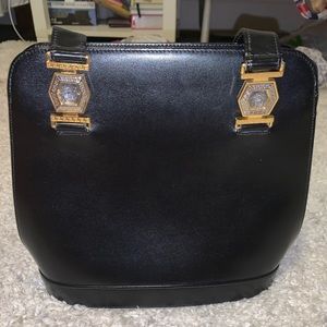 VERSACE vintage bag! black leather w/ dust bag
